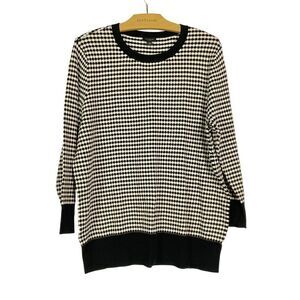 NWT Ann Taylor Factory Patterned, Crewneck Sweater, XL, 3/4 sleeves, tan/blue